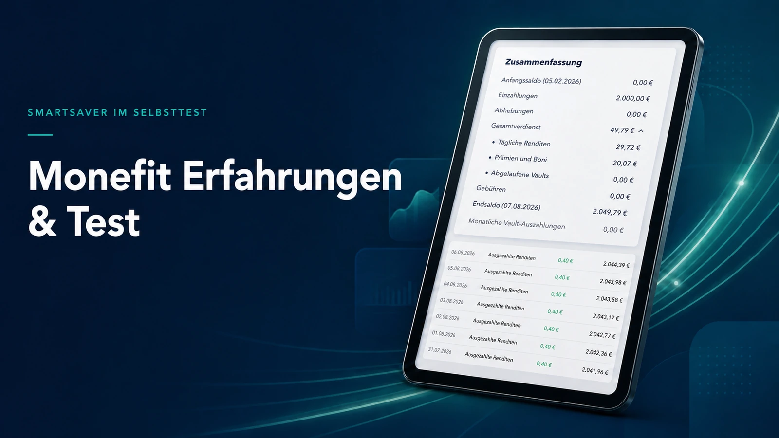 Monefit SmartSaver Erfahrungen 2026: 7,5 % im Selbsttest – lohnt sich das Risiko?
